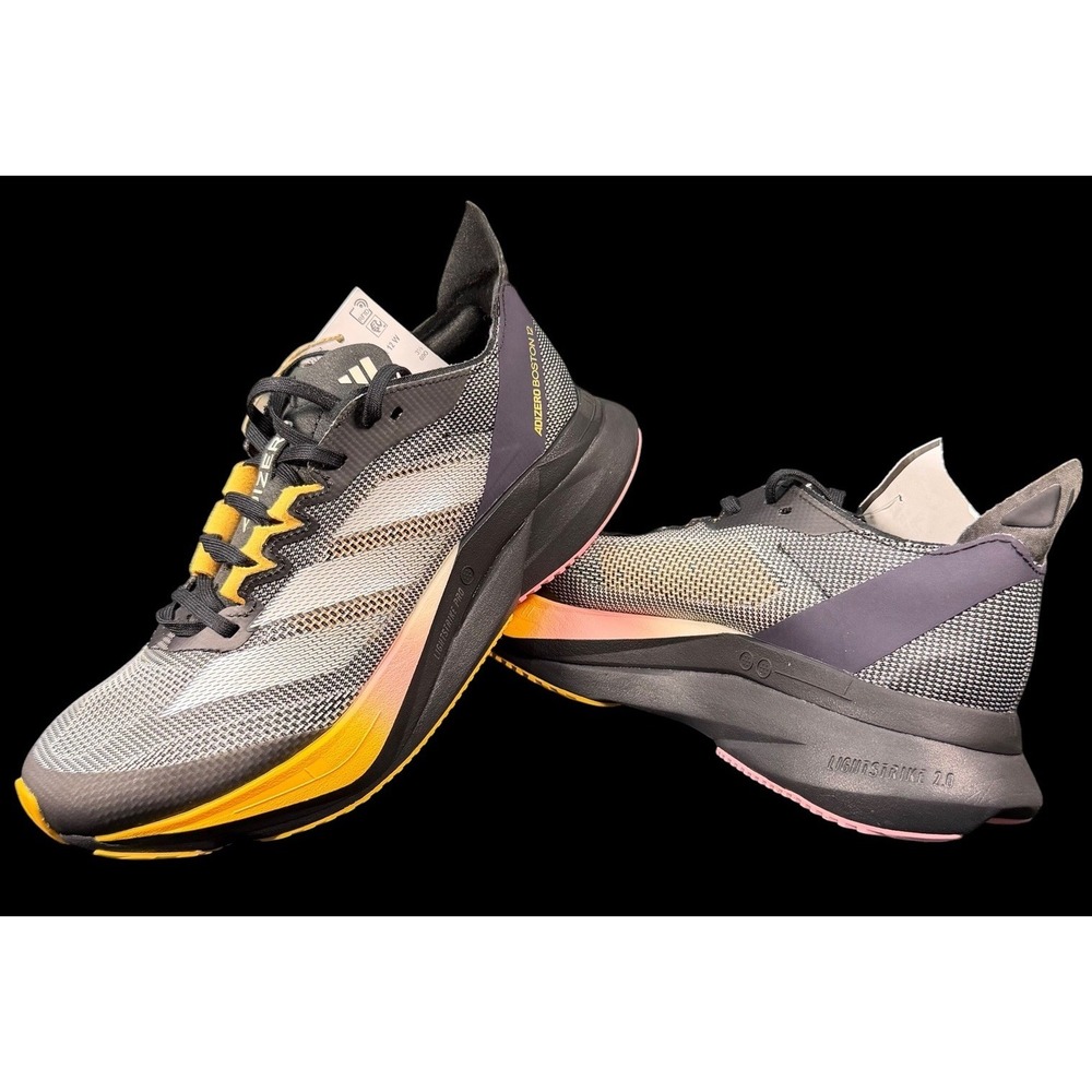 Adidas Adizero Boston 12 Road Running Shoe Core Black Orange IF9212 Women's 5